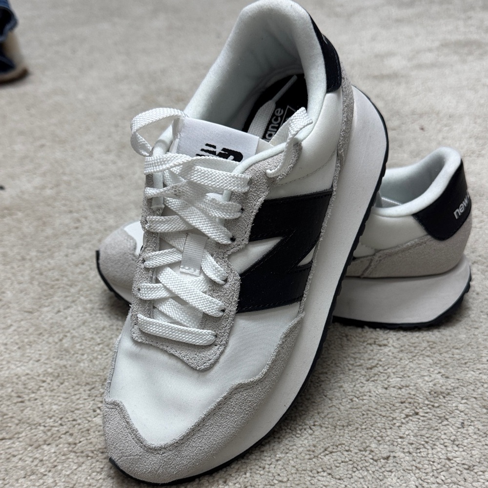 New Balance White and Black Athletic Shoes